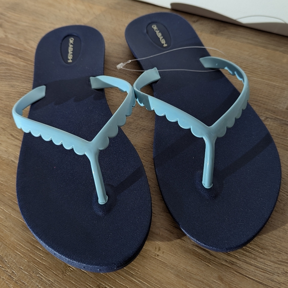 Okabashi Blue Scalloped FlipFlops